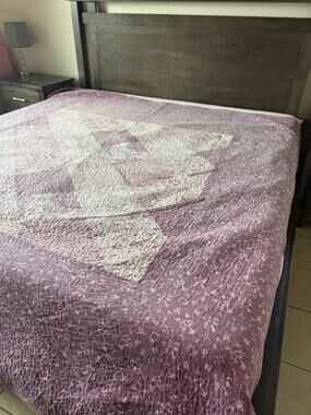 Patch Quilted Cottage Purple Lavender Floral Comforter 86" x 86"
